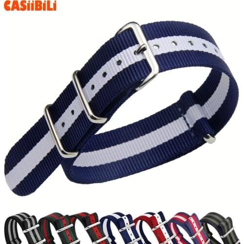 NATO Strap Nylon Perlon Stripe Triple color 12 14 16 18 20 22 24mm Width Watch Band Military Sport Diver D Shape Pin Buckle