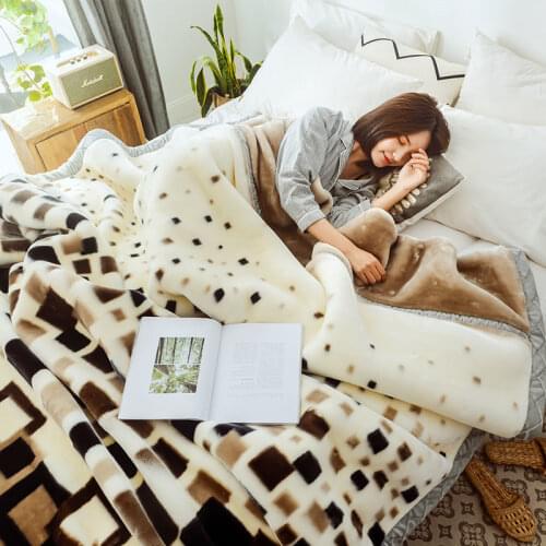 Luxury Raschel Blanket Winter Double-layer Thickened Warm Blanket Bed Quilt Home Sofa Nap Blanket Autumn and Winter Polyester