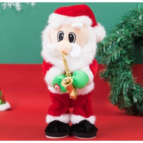 Christmas Decorations Creative Blowing Saxophone Electric Music Twerking Santa Claus Doll Party Supplies Jewelry Chritma Toys