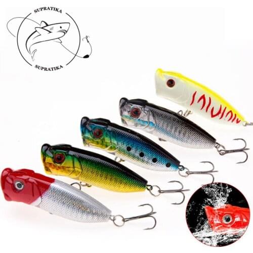 7cm/11.5g Artificial Topwater Popper Fishing Lure Hard Lure 3D Eyes Anti-Corrosion Freshwater High Quality Plastic Fishing Bait