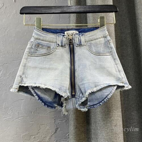 Low Waist Shorts Women Korean Fashion Female Clothing 2021 New Summer Girl Lady Personality Front Zipper Jeans Hot Pants