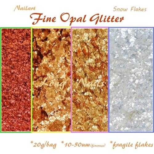 20g/Bag Ultrathin Fragile OPAL Glitter 0.27-1.7mm Flake Nano 10-50 Gold/Russet/Snow/Claret Fragment Symphony Nailart OpalGlitter