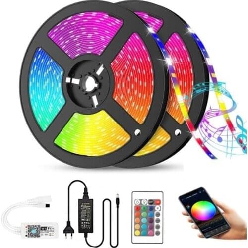 Led Strips Lights Bluetooth Colorful Backlight Night Lamp SMD 5050 2835 RGB LED Strip 5 Meters with Power Supply Remote Control