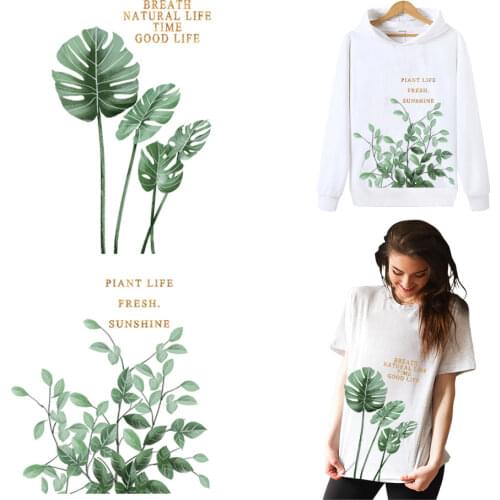 Fashion Leaf Iron on Patches Printed For DIY Heat Transfer Clothes T-shirt Thermal Transfer Stickers Decoration Thermo Patches
