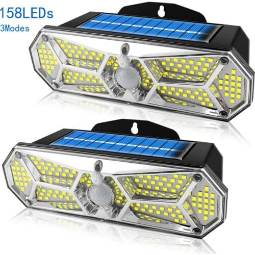 Solar Lights Outdoor Motion Sensor 158LEDs IP65 Waterproof Super Bright Solar Wireless Wall Lamp With 3Modes And 8Wide Angle