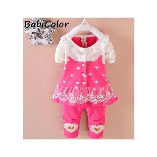 Girls spring autumn clothing sets baby girls party clothing fashion cotton tops +pants 2pcs for toddler girls outfits
