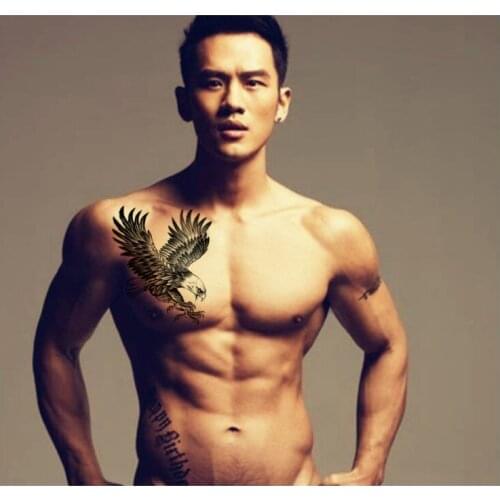 10PCS/lot Temporary Tattoo Sticker Large Fake Shoulder Body Arm Black Spread Eagles Tattoo Strong Man Fashion Sexy tatouage