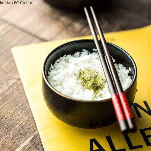 Japanese Rice Bowl Household Ceramic 4.5 Inch Small Bowl 6 Inch Frosted Gold Rim Straight Bowl Creative Frosted Ramen Bowl