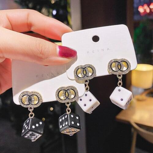 Funny 3D Dice Pendant Dangle Earrings Dangle Necklace Cool Punk Drop Earring Tassel Casino Women Men Jewelry Personality Fun