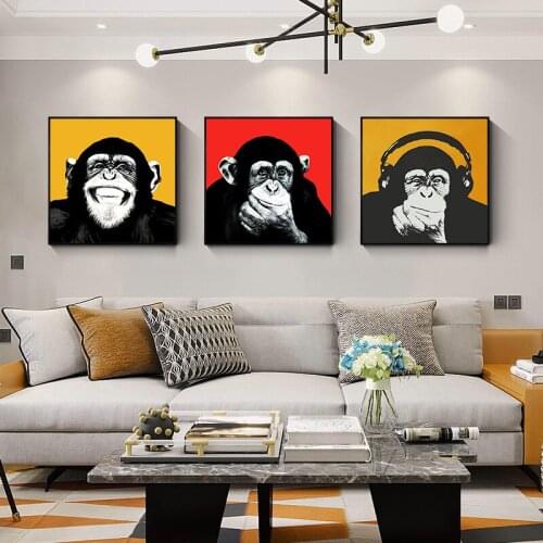 Funny Humor Orangutan Kid Bedroom Decoration Poster Cute Animal Canvas Painting Happy Monkey Painting Cartoon Wall Art Picture