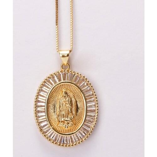 KEJIALAI Gold Pendant Religious Belief The Blessed Virgin Mary Daily Necklace Unisex Man Woman