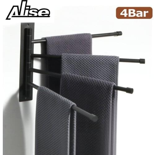 1pcs Bathroom Towel Rack Rotating Towel Holder Wall Mounted Towel Hanger Stainless Steel Swivel Rack 4Bar Bathroom Shelf Rail
