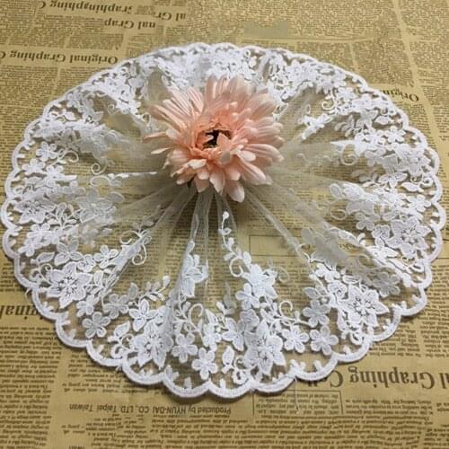 1Yards High Quality White Lace Ribbon Tape 15CM Beautiful Lace Trim DIY Embroidered For Sewing Decoration african lace fabric
