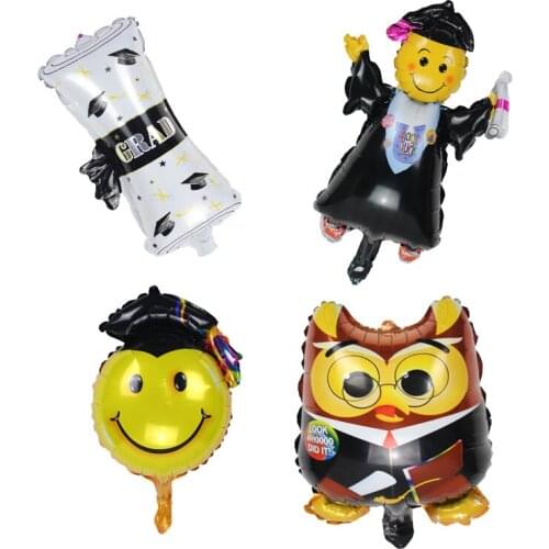 10pcs mini congrats grad foil balloons owl good luck graduation ceremony party decoration globos small diploma air fill ballons