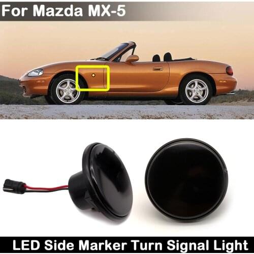 2Pcs For Mazda MX-5 Mk1/Mk2/Mk3 1989-2015 Smoked Lens White or Amber LED Side Marker Lamp Turn Signal Light