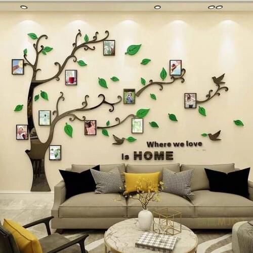 3D Photo Frame Tree Stereo Mirror Wall Sticker Bedroom Living Room Sofa Background Wall Acrylic Photo Tree Wall Sticker