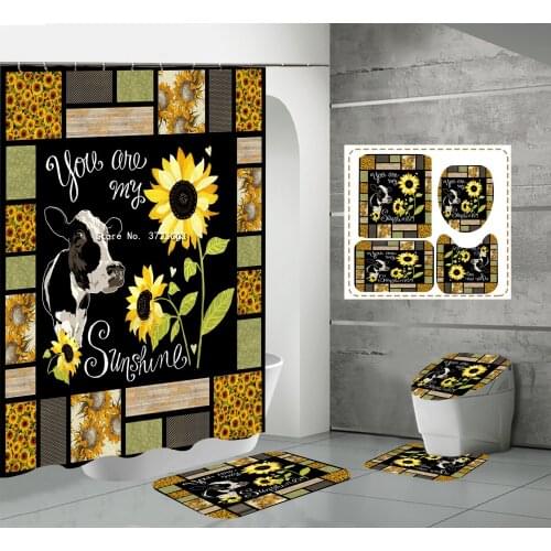 Betty Boop 3D Printing Shower Curtain Toilet Lip Cover U Shape Rug Home Decor Bath Sets with Hooks Shower Curtain 4Pieces