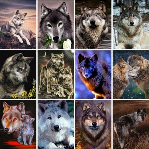 5D Diamond Painting Wolf Animal Resin Picture DIY Full Diamond Embroidery Mosaic Handmade Art Painting Gift Wall Art Home Decor