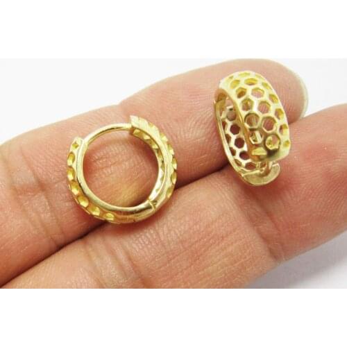 Brass leverback Earrings clasps 16x15mm Honeycomb round brass ear hooks -6pcs R1002
