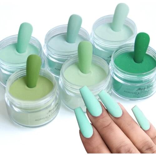 15g Nail Acrylic Powder Blue Green Color Acrylic Powders Extension Gel Dust Nails Art Design Carved Pattern Manicure Accessories
