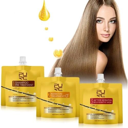 PURC Brazilian Keratin Treatment Set zero FORMALDEHYDE No Formalin No Stimulation No Smoke Straighten Hair Repair Damage Hair