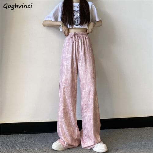 Pants Women Summer Leisure Stylish Ulzzang Tie Dye High Waist Streetwear Wide Leg Vintage Harajuku All-match Female Trousers Ins