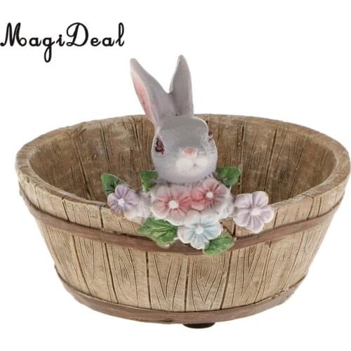MagiDeal Cute Rabbit Shape Flowerpot Vintage Home Decor Book Case Flower Pot Sedum Succulent Planter Bonsai Plant Bed Gift