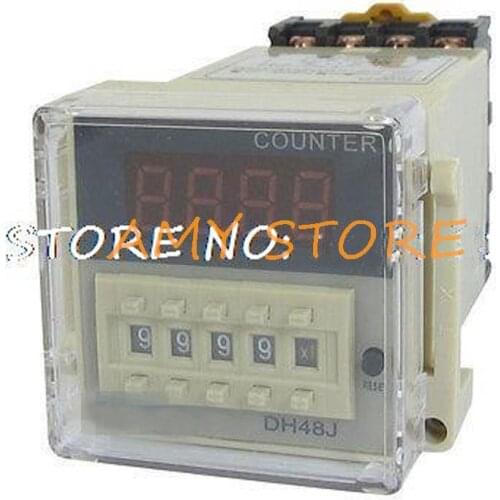 DH48JA 1-999900 Panel Mount Digital Counter Relay w Base AC/DC 12V 50/60Hz