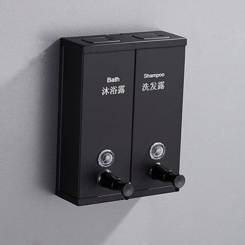 Liquid Soap Dispenser Hand Kitchen Sink Soap Container Wall Mounted Bottle Black 304 Stainless Steel Bathroom Shampoo Holder