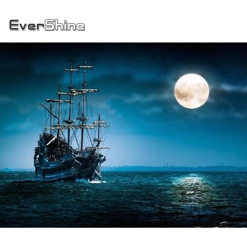 EverShine Diamond Embroidery Night Cross Stitch Diamond Painting Full Square Drill Landscape Mosaic Kits Moon Rhinestones Art