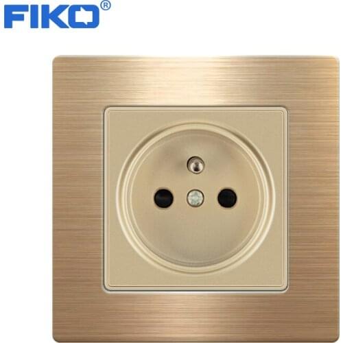 FIKO EU standard 16A EU power socket，wall socket 86mm*86mm Champagne gold stainless steel panel wall power socket