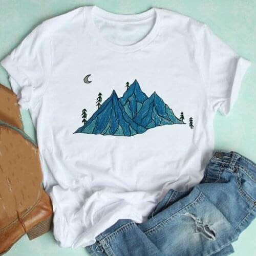 Spring Summer Clothes Print Tshirt Female Tee Top Graphic T-shirt Women Short Sleeve Mountain Cute Travel Fashion Printing