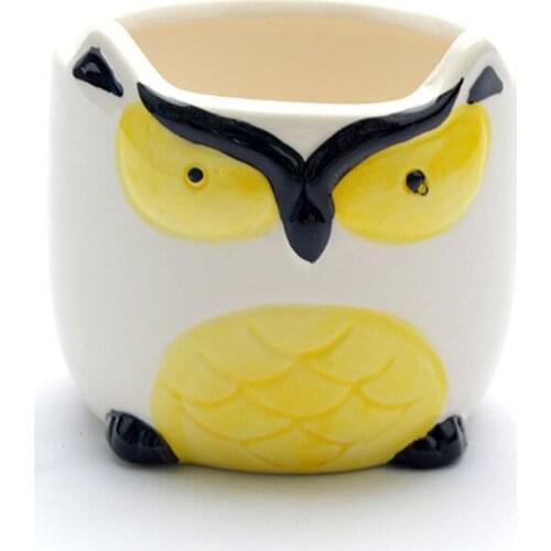 2pcs/set Bonsai Pot for Office Desktop Ornaments Balcony Decor Ceramic Owl Flowerpot Succulent Plant Pot Vase Home Garden