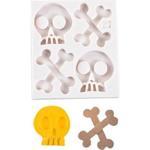 Halloween DIY Skeleton Head Skull Cake Mold Fondant Silicone Mould Cake Tools Food-Grade Safe Candy Moulds