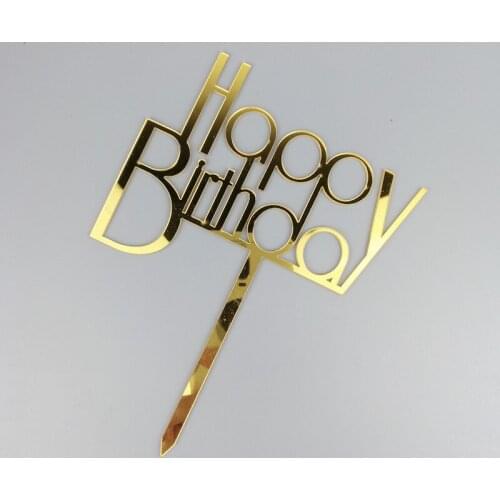 Ins Letters Happy Birthday Acrylic Cake Topper Gold Cupcake Topper For Kids Gilrs Birthday Party Cake Decorations Baby Shower