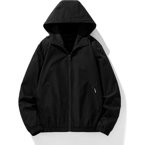 New Jacket Mens Harajuku Style Autumn Winter Hooded Solid Color Street Trend Casual Simple High-quality Mens Jacket Chaqueta