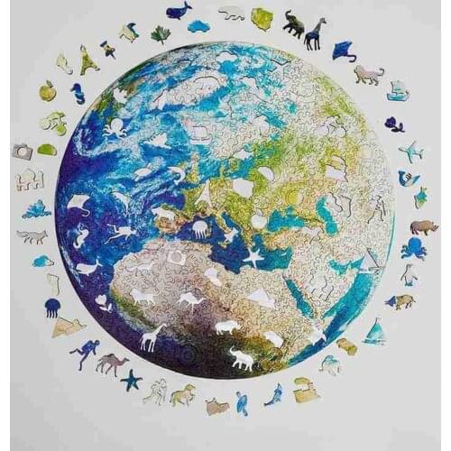 Moon Earth Puzzle Assembling Difficult Jigsaw Party Game DIY Wooden Puzzle Parent-child Interactive Toys Educational Gifts