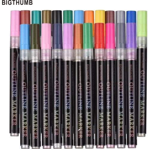 8/12/24 Colors Outline Markers Double Line Marker Paint Pens Set for DIY Art Crafts Gift Card Diary journal Poster Photo School