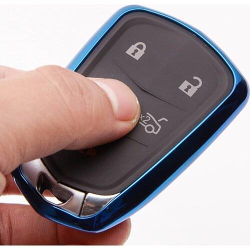 Soft TPU Remote Smart Key Cover Fob Case Shell For Cadillac ATS CT6 CTS DTS XT5 Escalade ESV SRX STS XTS ELR 2014-2018 Keychain