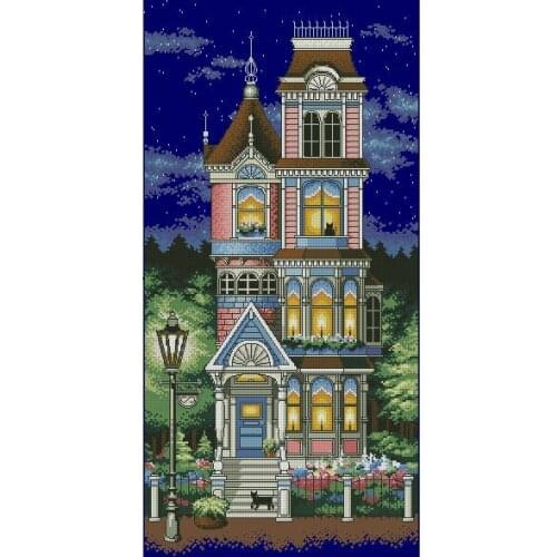 Top Quality Charm House of the Starry Night Star Embroidery Needlework 14CT Unprinted Cross Stitch Kits Art DIY Handmade Decor