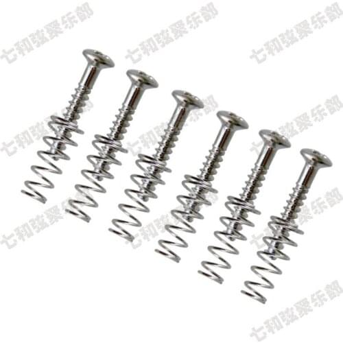 A set of 6 Pcs Silver Guitar Humbucker Single Coil Pickups mount Height Screws spring guitar accessories