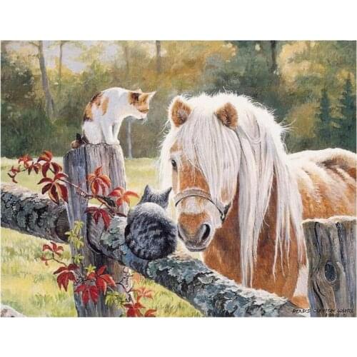 Animals Diamond Painting Kits Horse Cat Diamond Dotz Mosaic Embroidery Picture Crystal Rhinestone Sticker Decal Wall Art Craft
