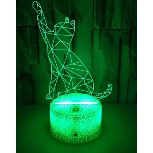 Animal 3d Lamp Illusion Night Light 7Color Changing Remote Contral 3d Luckly Cat Table Lamp Kids Gift Toys Office Home Decor