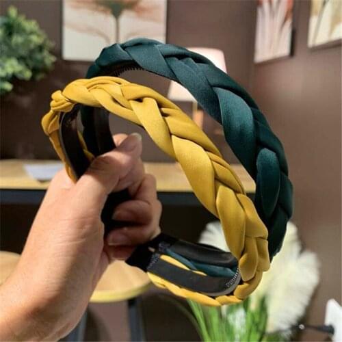 INS New Hair Bands For Girls Korean Style Twist Braid Woven Headband Solid Color Cloth Fabric Hair Hoop Simple Hair Accessories