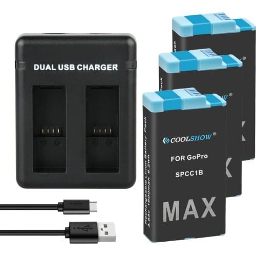 For gopro max battery 1600MAH Rechargeable Lithium Battery for go pro max Battery Black 360 Action Camera Batteries Accessories