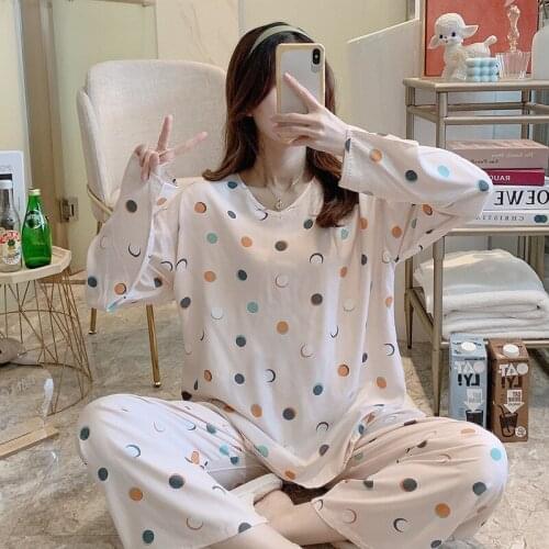 Sweet V-neck Cotton Silk Pajamas Womens Suit Spring Summer Thin Viscose Empty Home Service Japanese Large Size Cotton Silk Suit