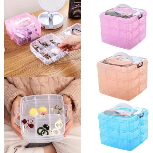 1pc Clear Jewelry Box Creative 3-layer Removable Plastic Desktop Box Medicine Cosmetic Storage Storage Box Portable Jewelry R1P2