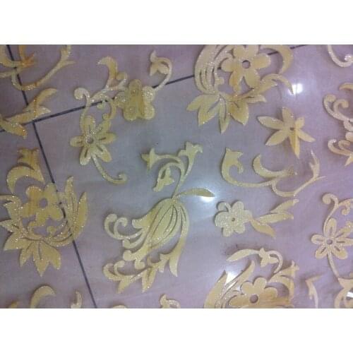 CS 04 Floral design sheer Curtain fabric panel translucidus gauze fabric for living room/balcony blue white two colors to