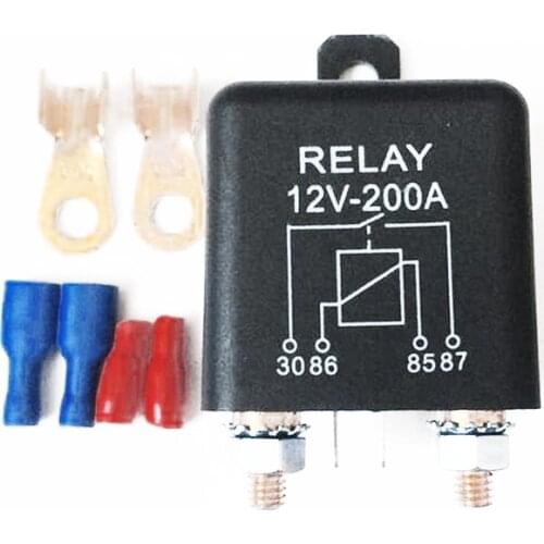Car Truck Motor Relay 12V 200A Battery Switch for Automotive Starter Switch High Power Relays+2 Pin Footprint+2 Terminals