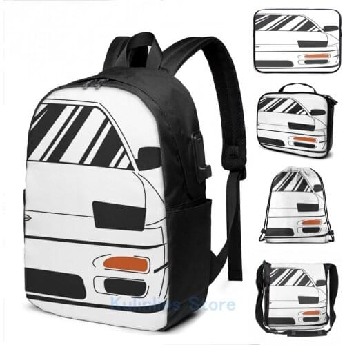Funny Graphic print 200sx s13 USB Charge Backpack men School bags Women bag Travel laptop bag